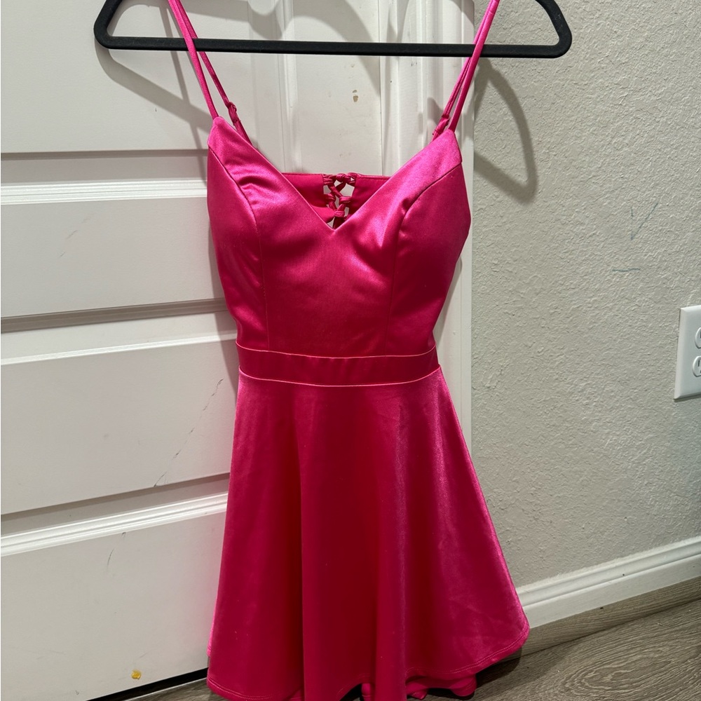 Worn once hot pink open back dress size 0
